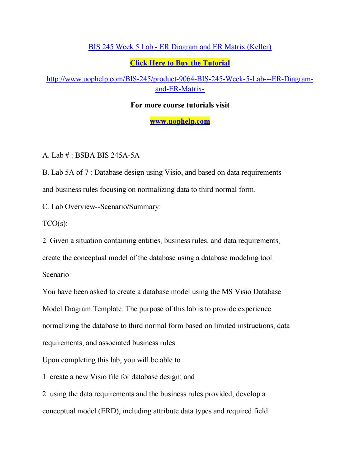 Bis 245 Week 5 Lab Er Diagram And Er Matrixreddy12 - Issuu pertaining to Er Diagram Business Rules