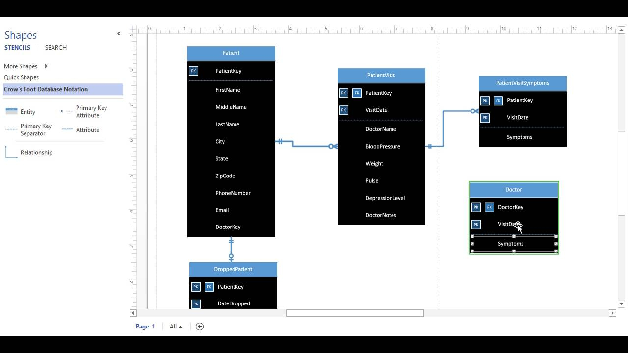 Create An Erd In Ms Visio (Lab 4.1) pertaining to Er Diagram Using Visio 2016