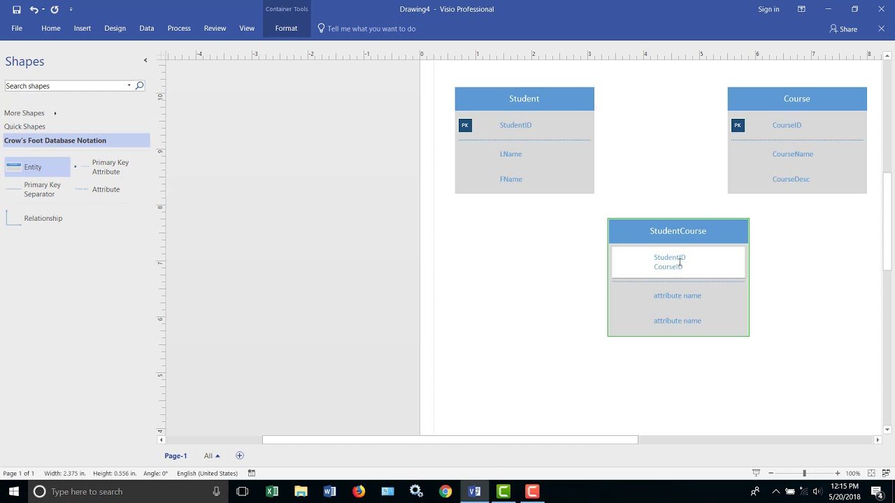 Design A Relational Database With Visio with Er Diagram Lookup Table