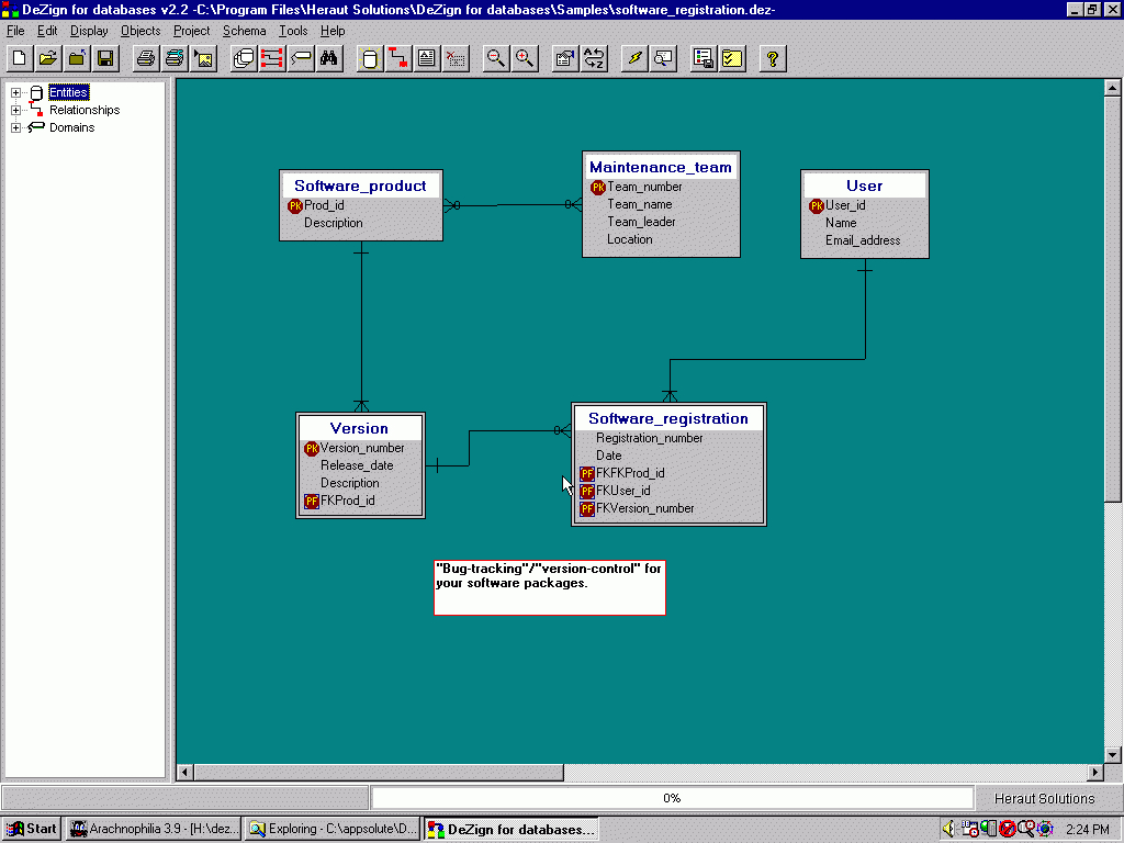 Dezign For Databases - An Entity Relationship Diagram in Entity Relationship Model Software