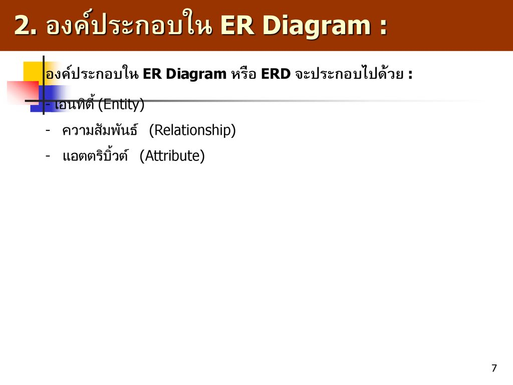 โดย อ.พัฒนพงษ์ โพธิปัสสา - Ppt ดาวน์โหลด inside 6. Er-Diagram ประกอบด้วยองค์ประกอบพื้นฐานอะไรบ้าง