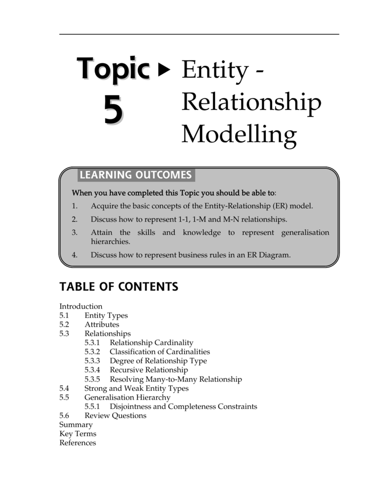 Entity - Relationship Modelling inside Introduction To Er Model