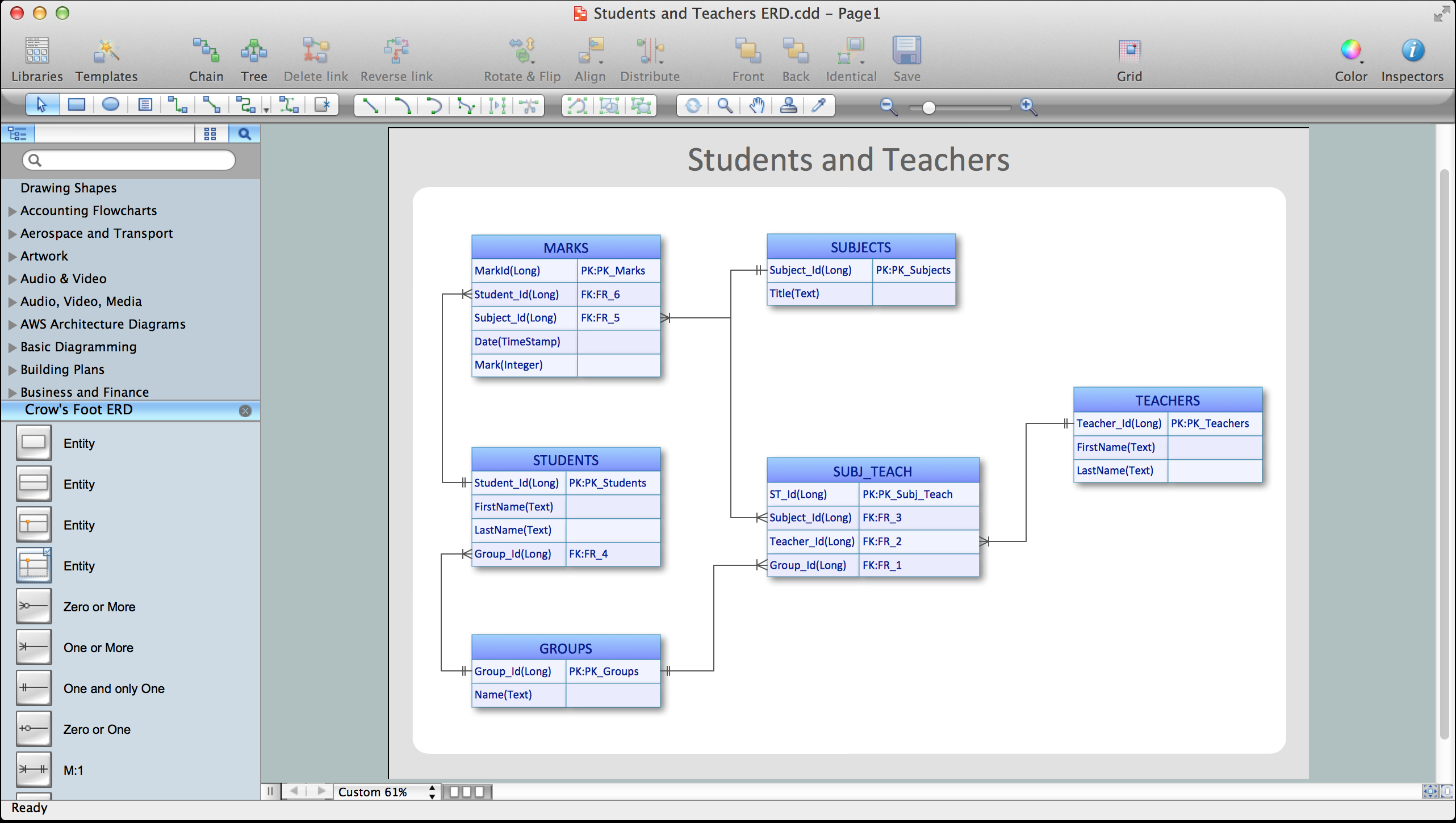 Entity Relationship Software | Professional Erd Drawing in Er Diagram With 6 Entities