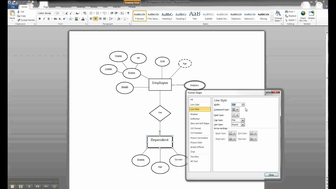 Er Diagram In Ms Word Part 9 - Illustrating A Weak Entity pertaining to Er Diagram In Word