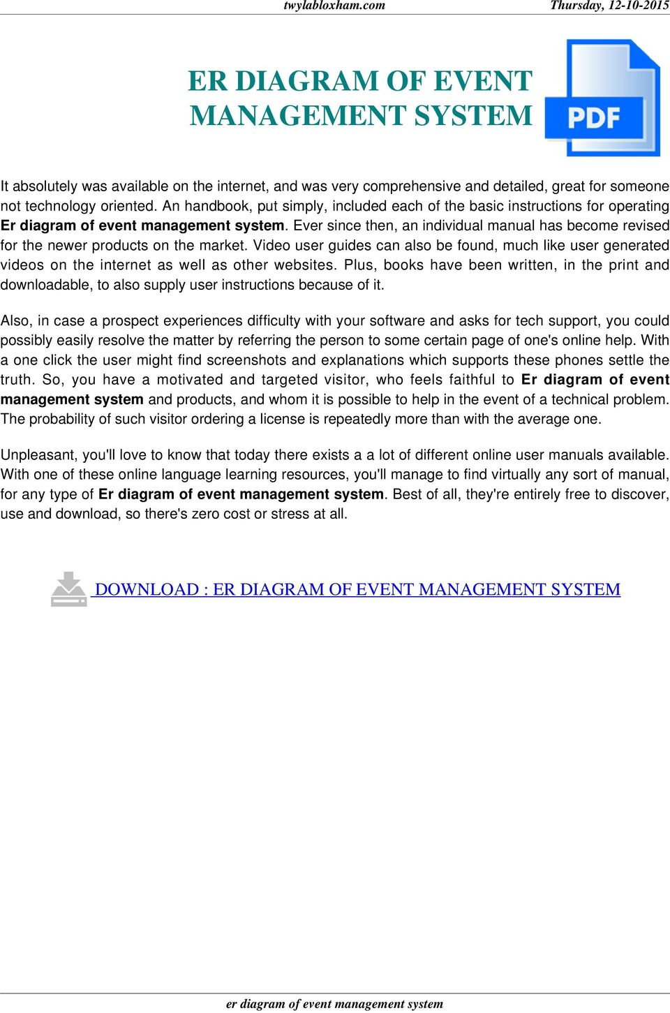 Er Diagram Of Event Management System - Pdf with Er Diagram Pdf