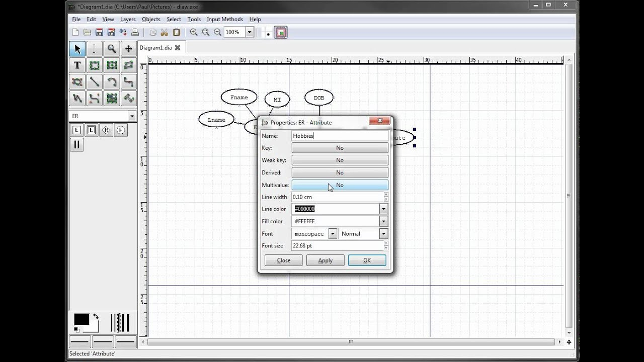 Er Diagrams In Dia Part 5 - Creating A Multivalued Attribute pertaining to Er Diagram Multivalued Attribute