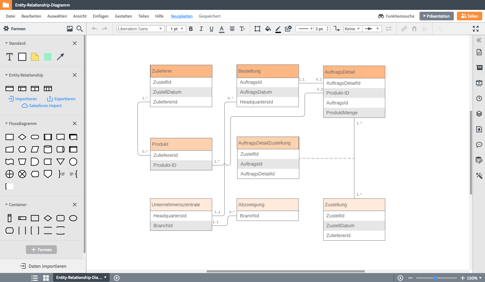 Er-Modell Tool: Erd Online Erstellen | Lucidchart throughout Er Diagramm 1 Zu N