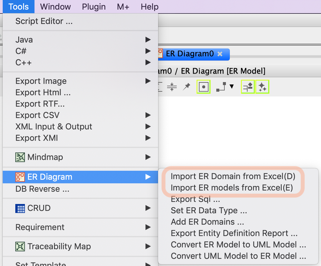 Import Er Models From Excel | Astah inside Er Diagram Excel