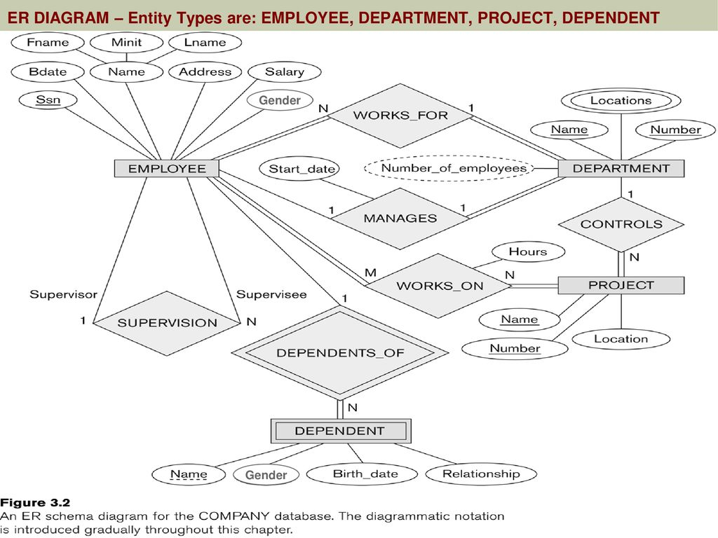 Initial Design Of Entity Types: Employee, Department with regard to Er Diagram Types