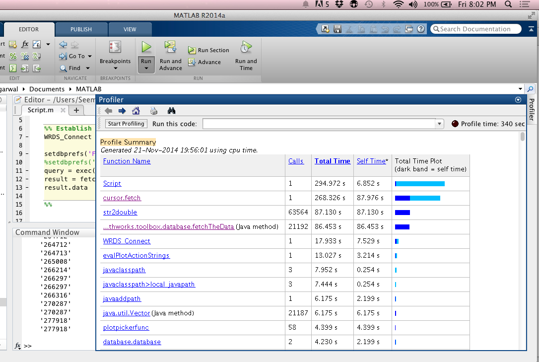 Matlab Database Fetch() For Wrds Compustat Taking Too Long for Wrds Database