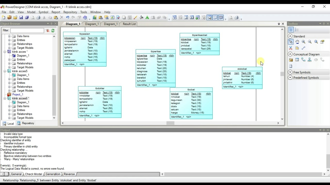 Power Designer 2016 - Conceptual Data Model &amp;amp; Logical Data Model Database  Klinik with regard to Logical Data Model