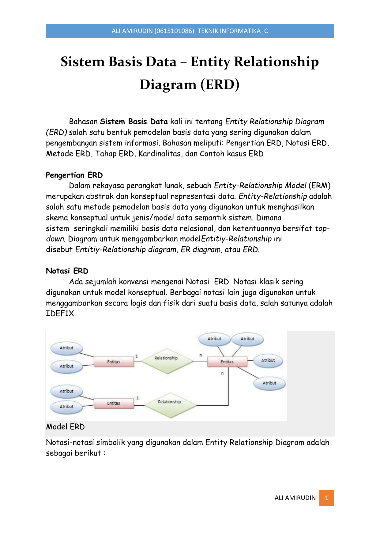 Sistem Basis Data – Entity Relationship Diagram (Erd) inside Er Diagram Adalah
