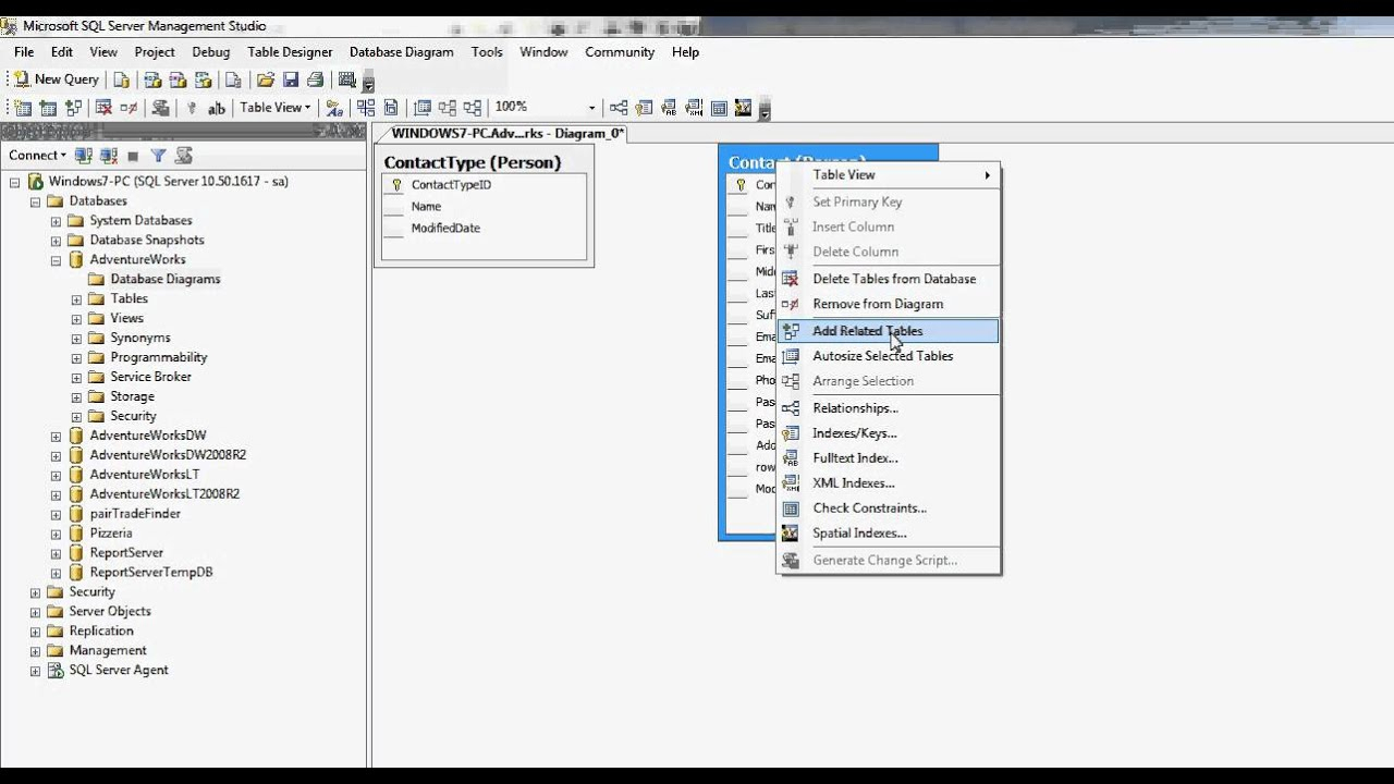 Sql Server Database Diagram In Sql Management Studio inside Er Diagram Sql Server 2012