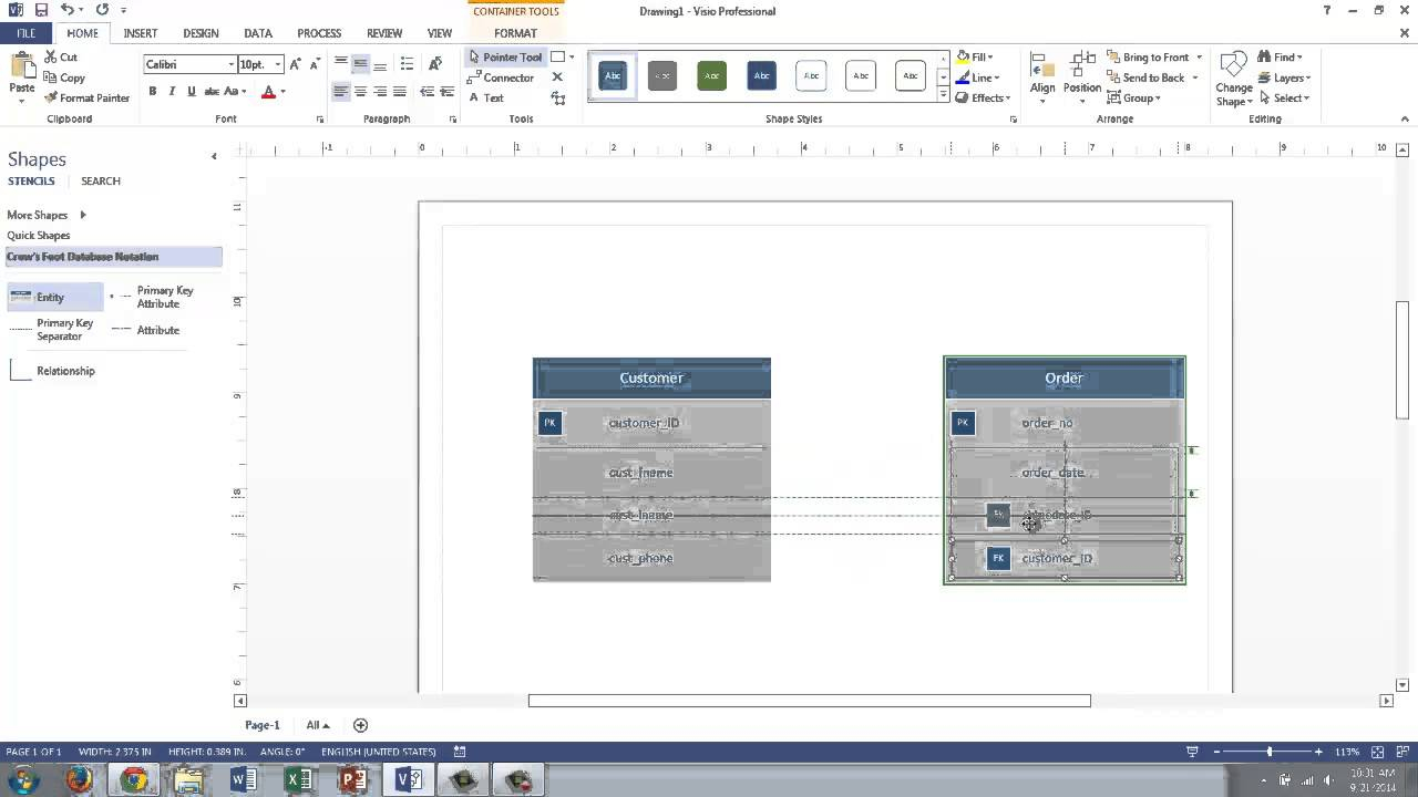 Visio 2013 Conceptual Data Modeling inside Er Diagram Using Visio 2013