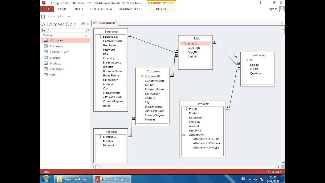 How To Make An Inventory Database In Ms Access (Part 2) - Relationships And  Queries pertaining to Er Diagram Access 2016