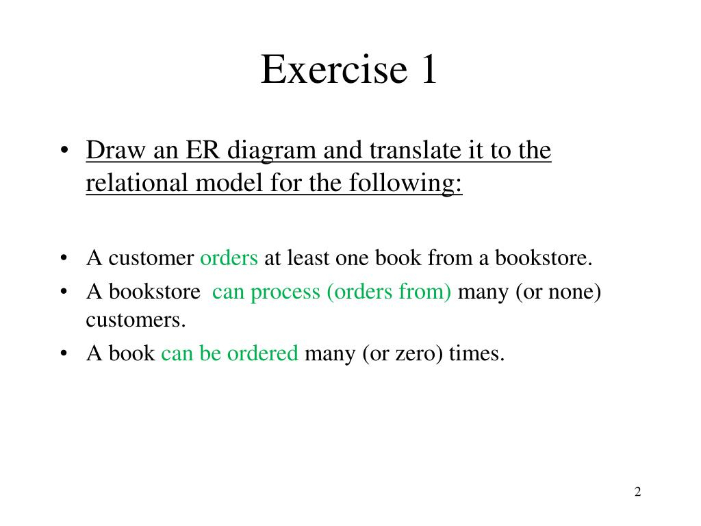 Ppt - Entity - Relationship Modelling Exercisesartem with Er Diagram At Least One