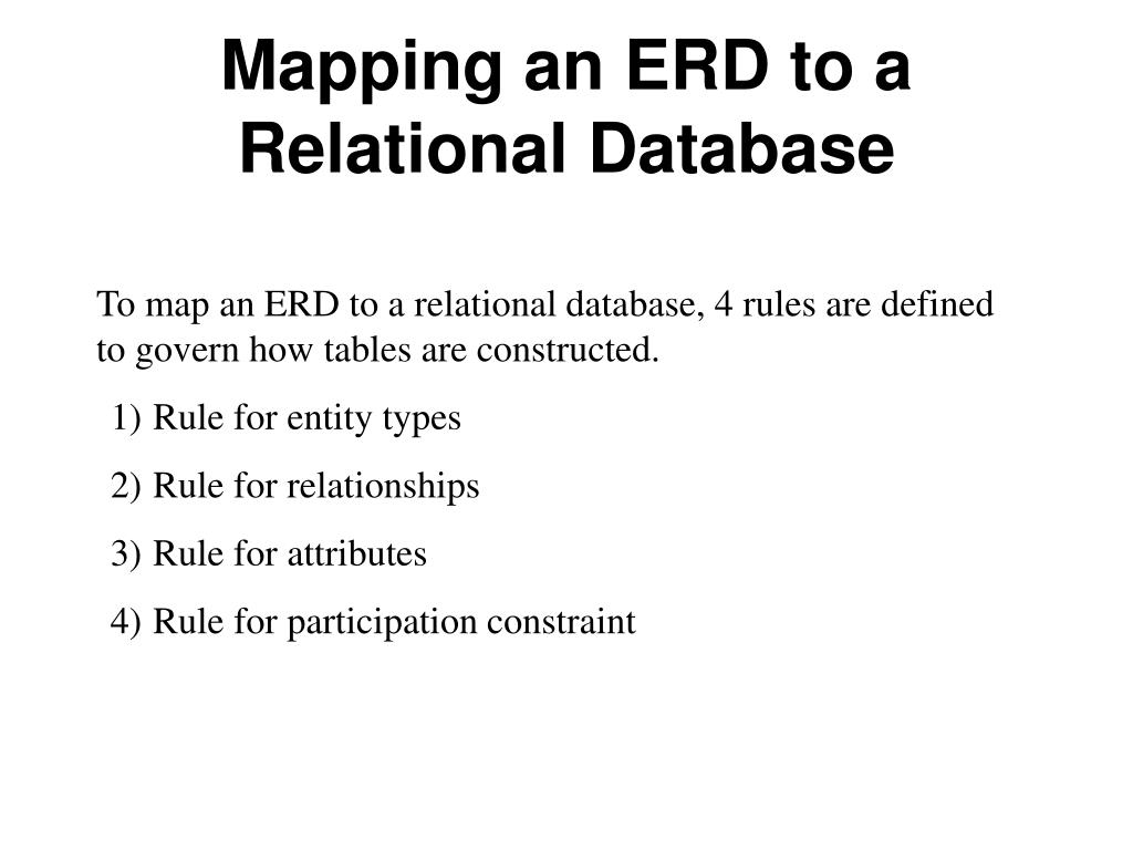 Ppt - Mapping An Erd To A Relational Database Powerpoint throughout Erd Definition