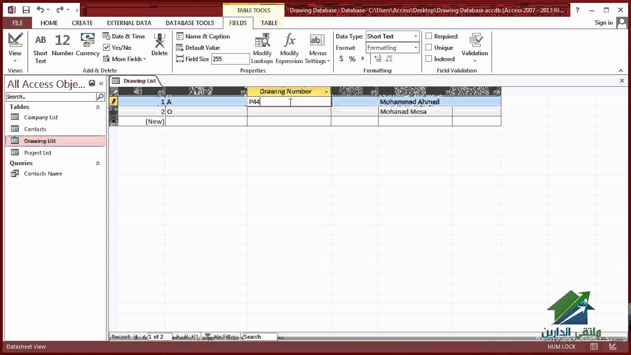 1.2 Using Microsoft Access 2013 In Project Management - Drawing Database in Drawing Database