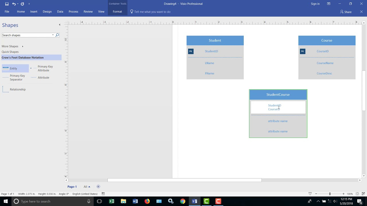 Design A Relational Database With Visio for Er Diagram Visio Example